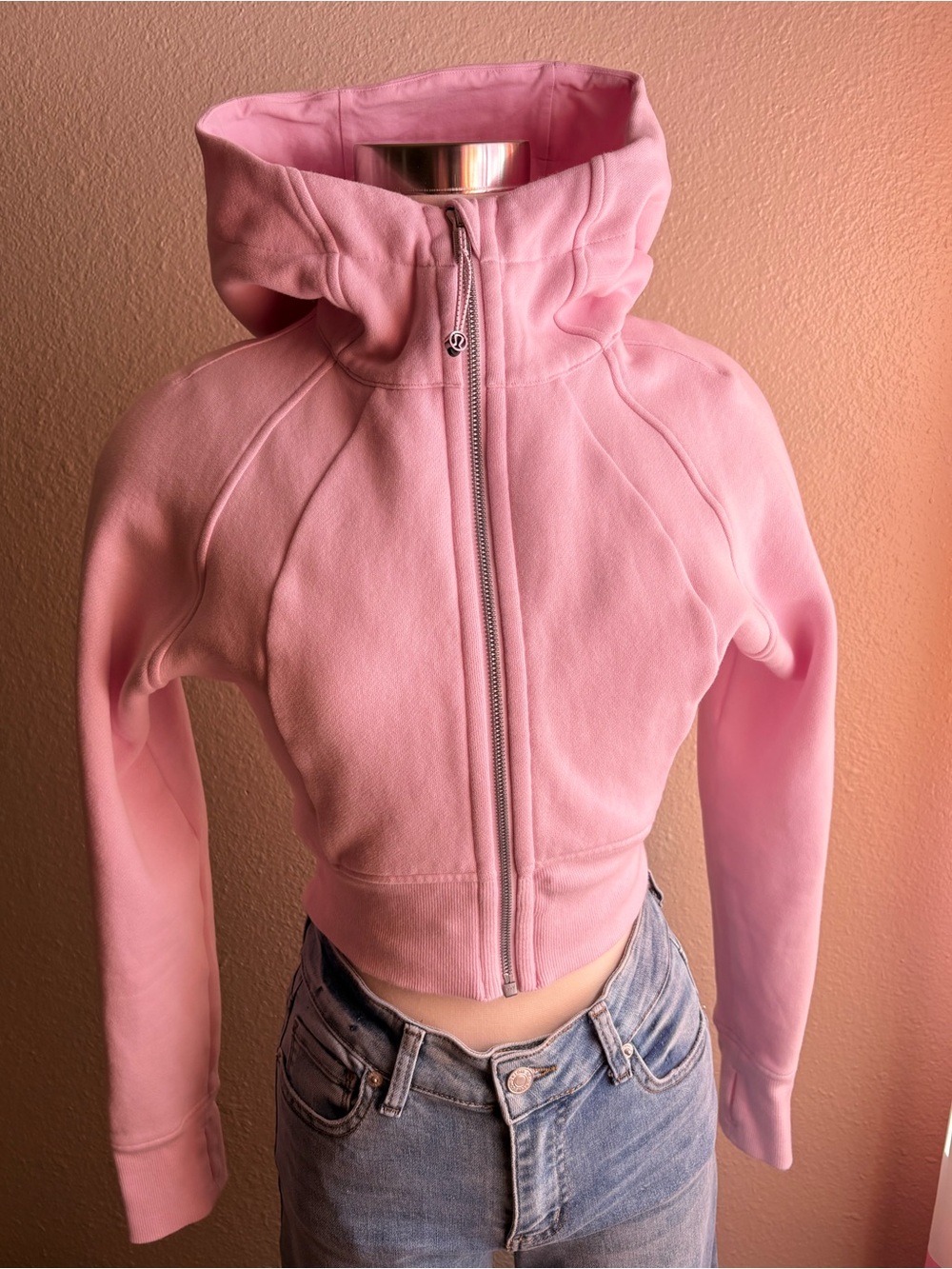 Lululemon Cropped Meadowsweet Pink Hooded Full Zip Jacket